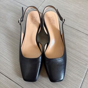 Naturalizer Jayla Leather Slingback Square Toe Heels